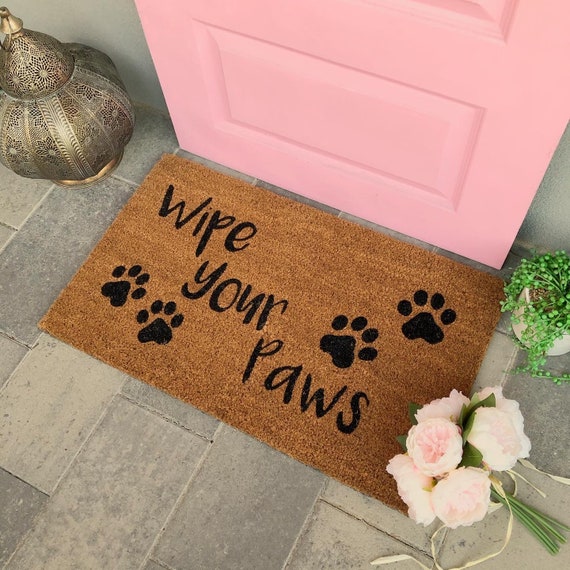 Wipe Your Paws Dog Paw Print Doormat Cat Paw Print Doormat Etsy