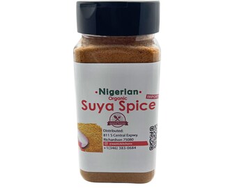 Auténtica especia nigeriana Suya: condimento para parrilla para distintos tipos de carnes, salteados y mariscos.