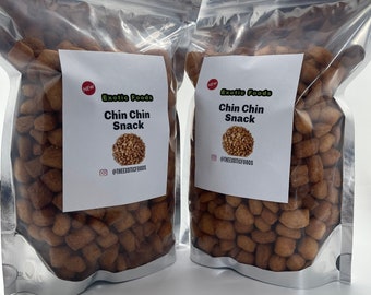 Chin Chin Snack - Made fresh per order, Two Pouch, Nigerian Snacks, Exotic Snacks, West Africa Wheat Flour Crunchy Snack Jar, Sweet Favors