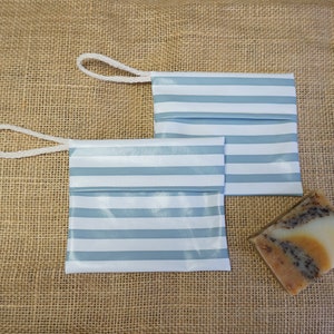 Waterproof soap case * Soap bag * Soap bag * Soap holder * Zero Waste * DUST BLUE WHITE