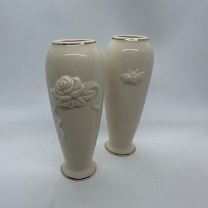 Vasi vintage Lenox Bud con finiture dorate - Vaso vintage Lenox Rose Bud Set di 2 con finiture dorate - Vaso piccolo vintage Lenox