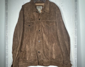 Vintage LL Bean Men's Brown Suede Leather Jacket w/ Pockets | Tag Sz: XXL (Tall)