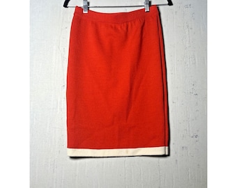 VTG 90s St. John Collection Marie Gray Knit Pencil Orange Classic Skirt | Sz: 4