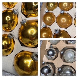 Pick Your Own Vintage Glass Christmas Ornaments - Gold, Yellow, Silver Holiday Christmas Ornaments - Vintage Glass Baubles Holidays