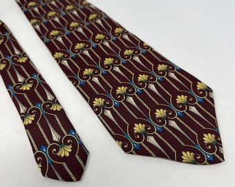 Corbata de seda vintage Christian Dior - Corbata vintage azul granate y amarilla