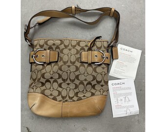 NEE!  ONGEBRUIKT! Coach Signature bruine schoudertas converteerbaar bandje 3574