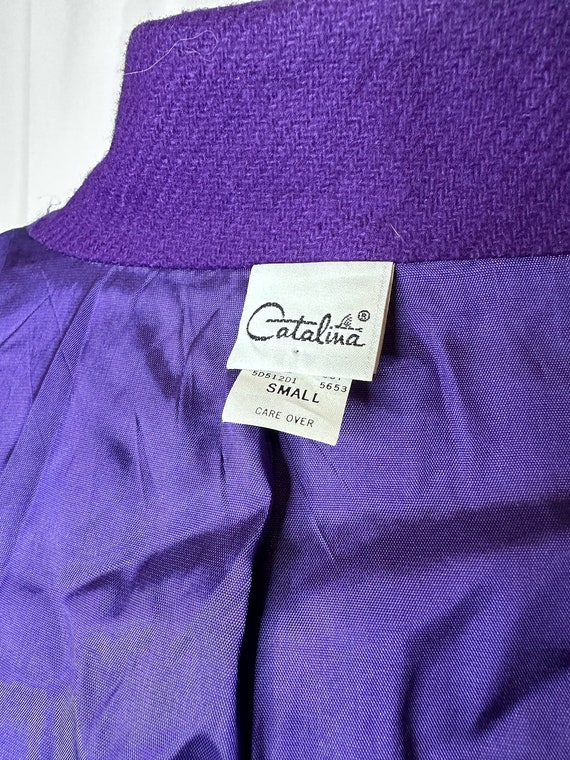 Vintage Royal Bright Purple Wool Pea Coat. 1980s.… - image 7