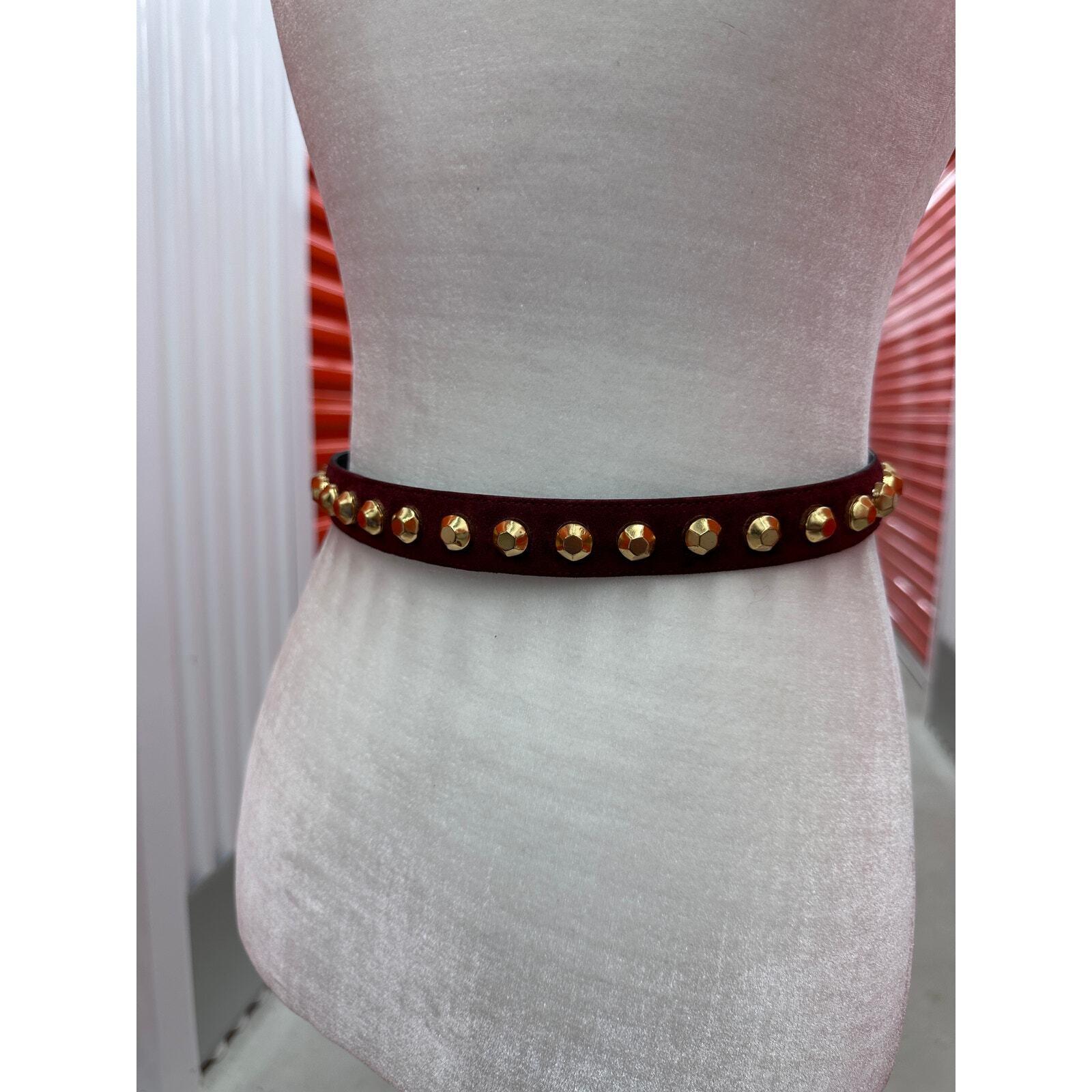 Vintage Suede Burgundy & Gold Metal Stud Belt - Etsy display picture 2