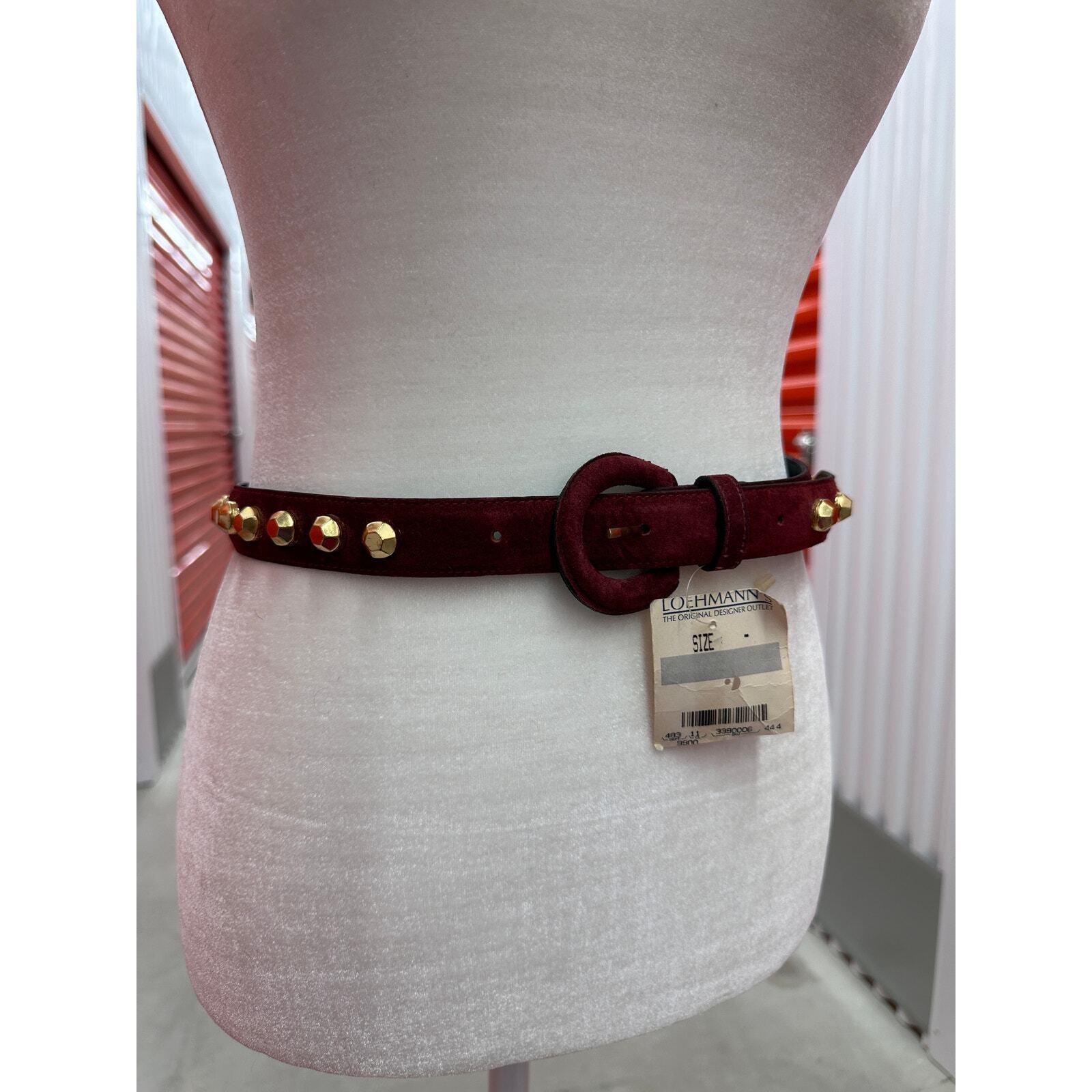 Vintage Suede Burgundy & Gold Metal Stud Belt - Etsy display picture 3