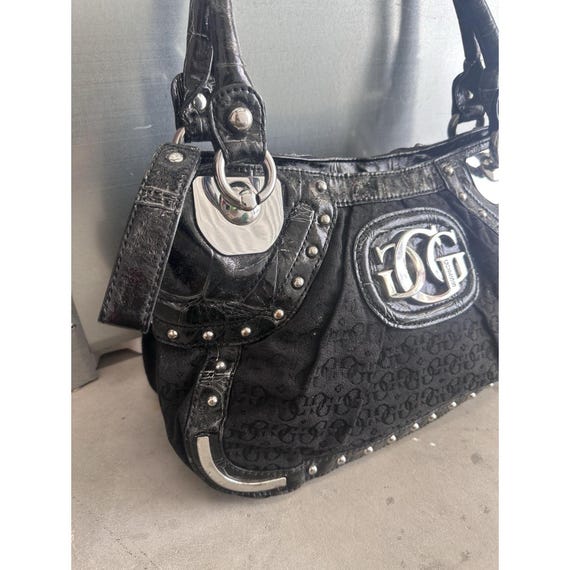 Y2K Guess Black Cloth Shoulder Bag Silver Hardware - Vintage Guess