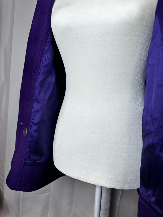 Vintage Royal Bright Purple Wool Pea Coat. 1980s.… - image 3