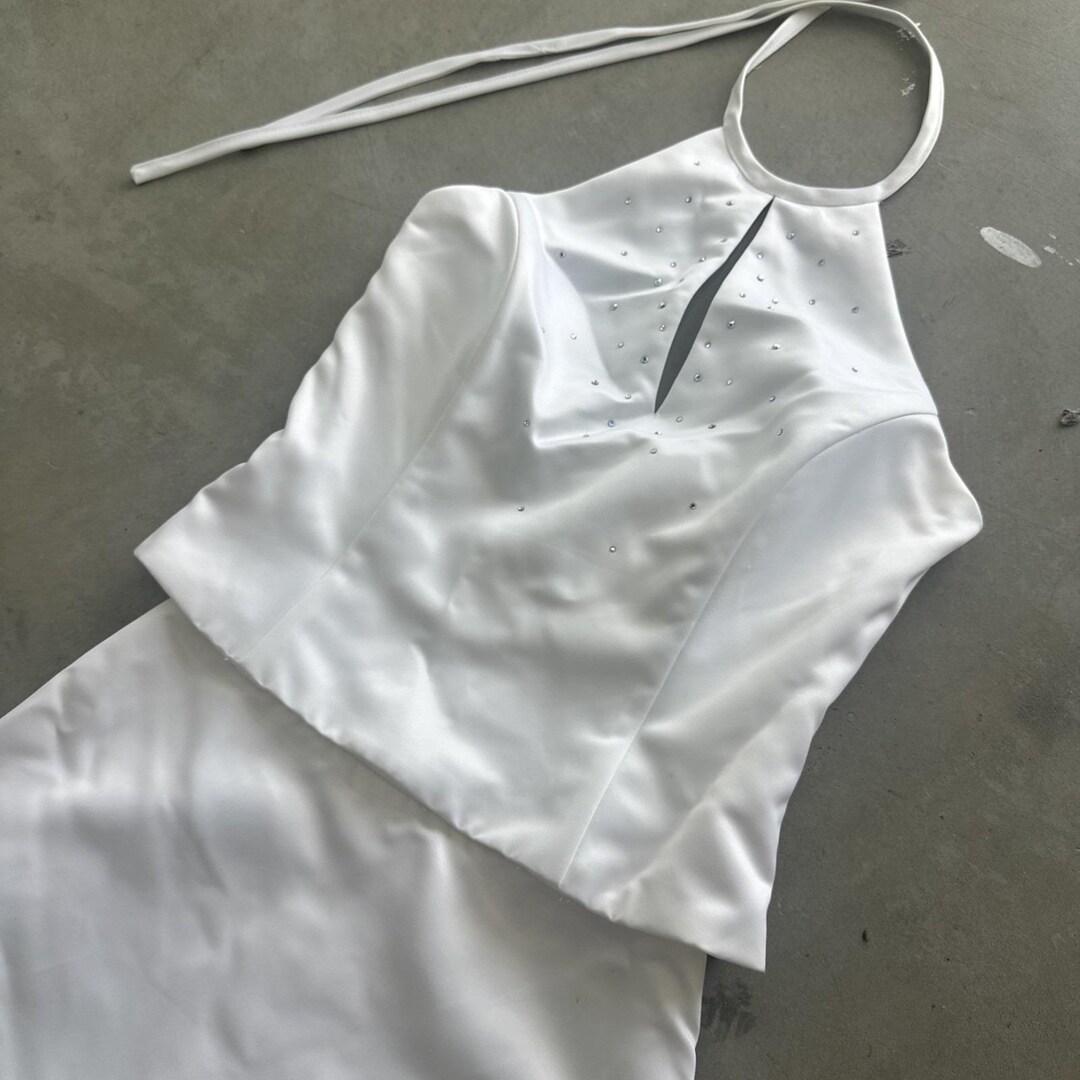 Vintage Gunne Sax Jessica Mcclintock 2 Piece White Satin Dress - Size 7 ...