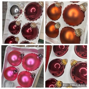 Pick Your Own Vintage Glass Christmas Ornaments - Burgundy, Silver, Barbie Bubblegum Pink, Burnt Umber Christmas Holiday Baubles Glass