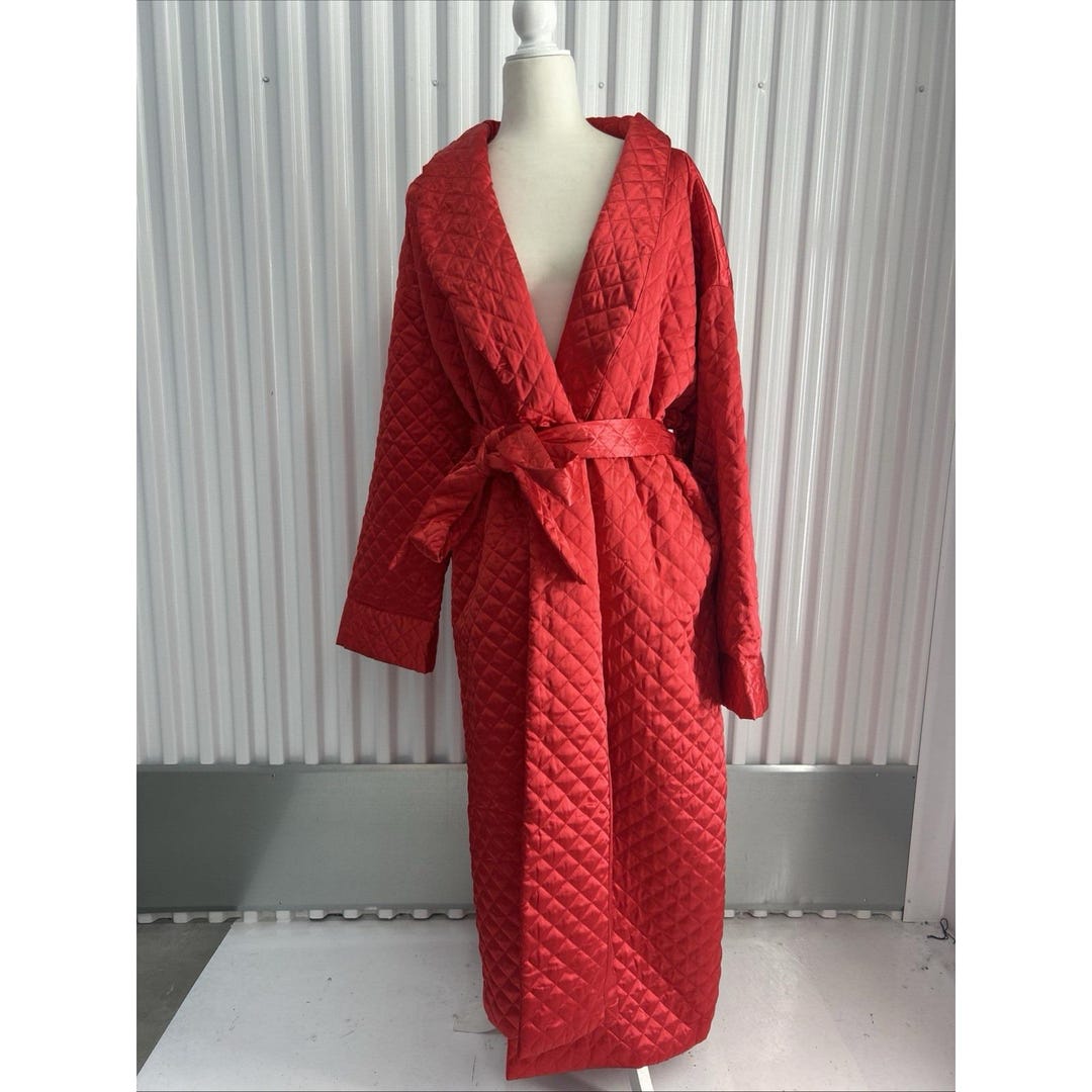 Vintage Victorias Secret Long Red Diamond Stitched