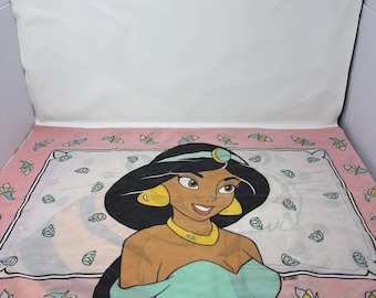 Vintage 90s Aladdin Jasmine Tiger Disney Pillowcase - 2 Sided