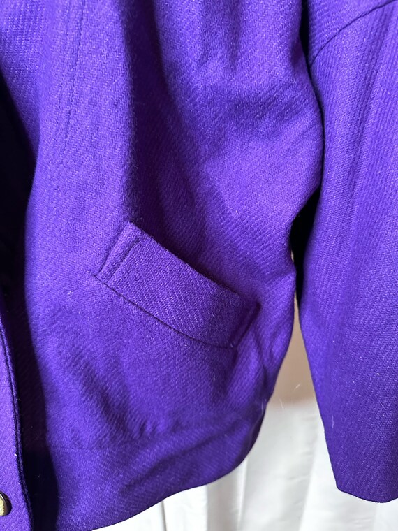 Vintage Royal Bright Purple Wool Pea Coat. 1980s.… - image 4