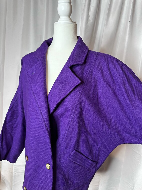 Vintage Royal Bright Purple Wool Pea Coat. 1980s.… - image 2
