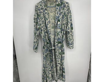 Bata vintage Victoria's Secret Gold Label con estampado floral y cinturón / Talla: M/L