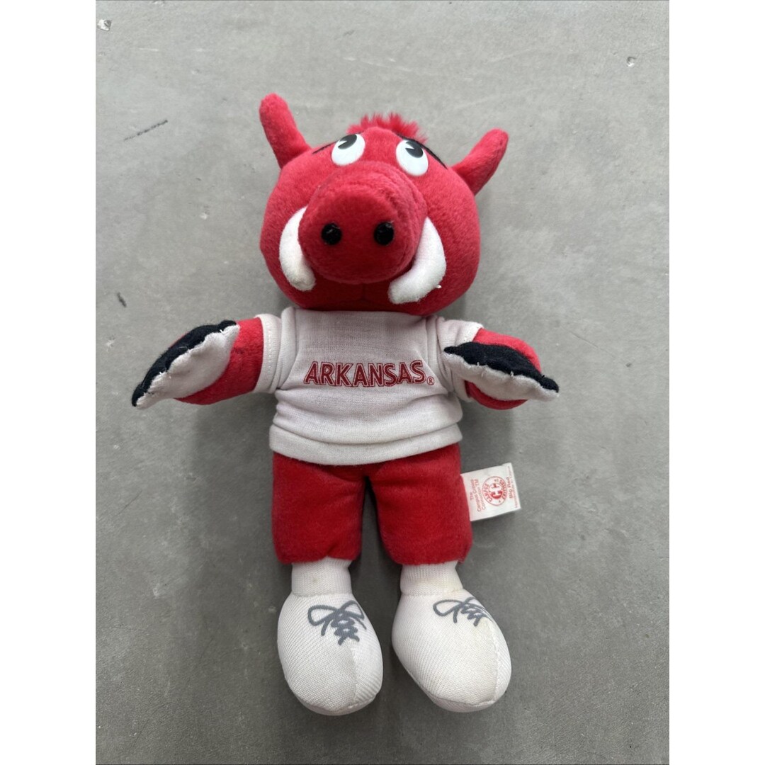 Stuffed Razorback 1998 Vintage, Arkansas Razorbacks, Big Red Plush Beanie Stuffed Animal ...