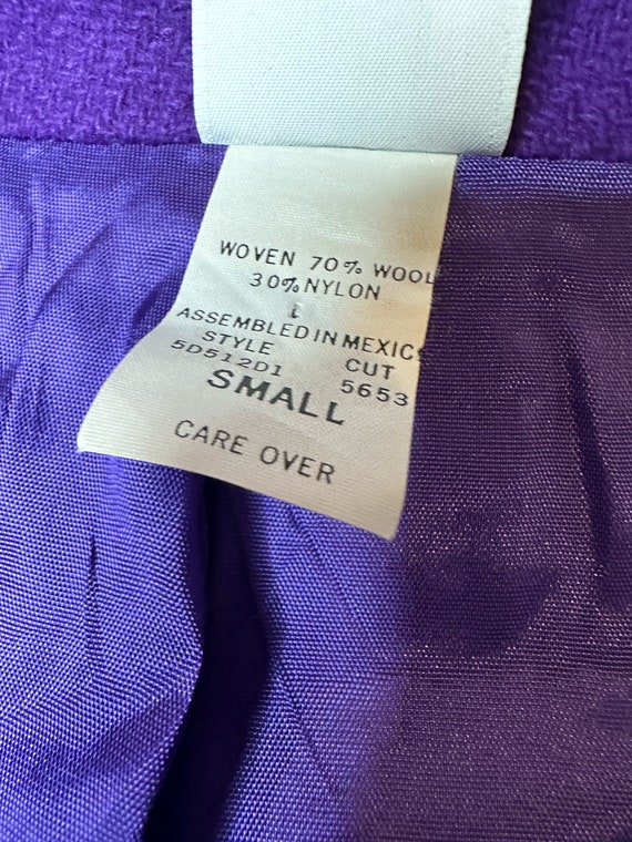 Vintage Royal Bright Purple Wool Pea Coat. 1980s.… - image 8