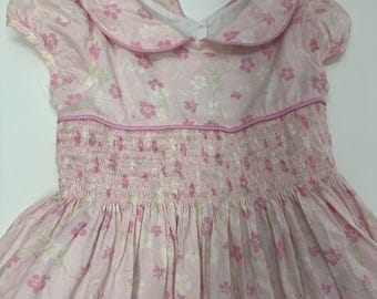 Vintage Laura Ashley Pink Floral Flouncy Femme Kids Dress Size  6