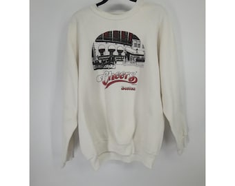 Vintage 1990s Cheers TV Show Boston Sweatshirt White Crewneck Discus | Size: XL
