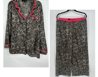 Y2K Victorias Secret luipaardprint cheetah tweedelige pyjamaset | Maat: L