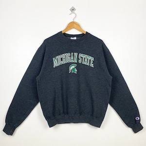 Vintage NCAA Michigan State University Spartans Crewneck Sweatshirt Print Logo Grey Color Men’s M