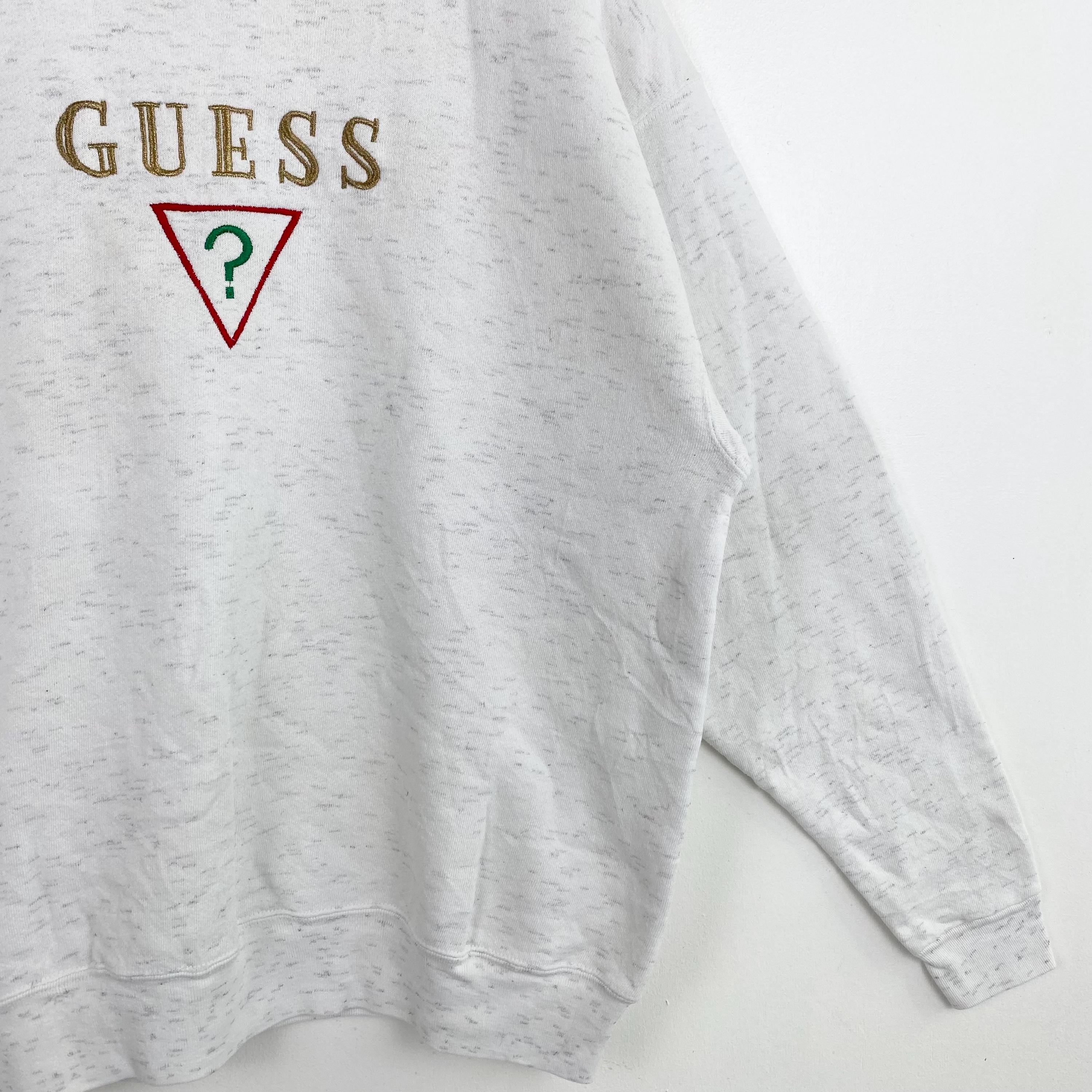 90s Guess Crewneck Sweatshirt Embroidery Logo Grey Color Men