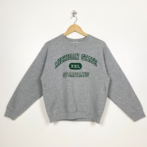 Vintage Michigan State University Spartans Crewneck Sweatshirt Print Logo Grey Color Men’s M