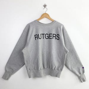 Vintage Rutgers University Crewneck Sweatshirt Print Logo Grey Color Men’s L