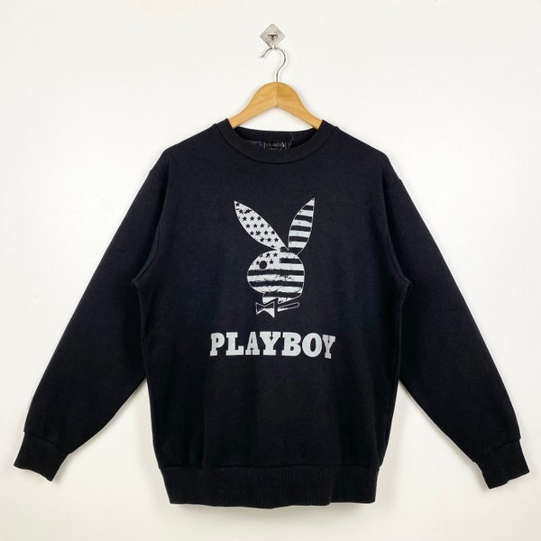 Vintage Playboy Crewneck Sweatshirt Print Logo Black Color Men’s L