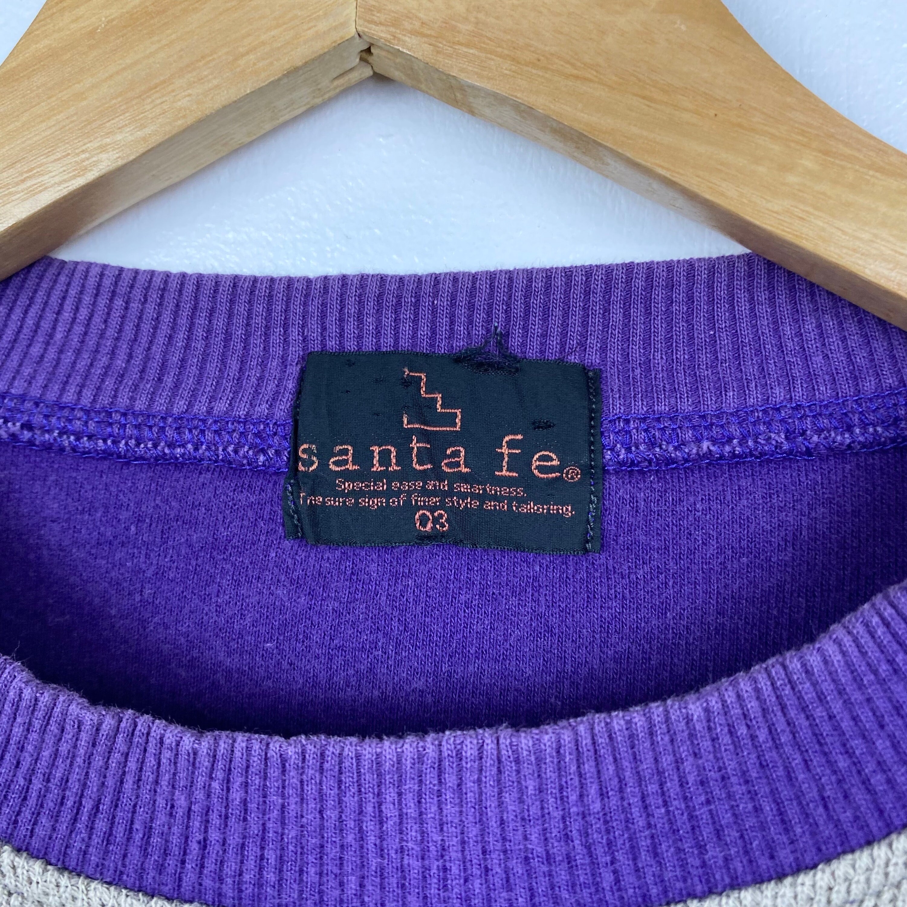 90年代 サンタフェ クルーネック スウェットシャツ 刺繍ロゴ ブラウン 