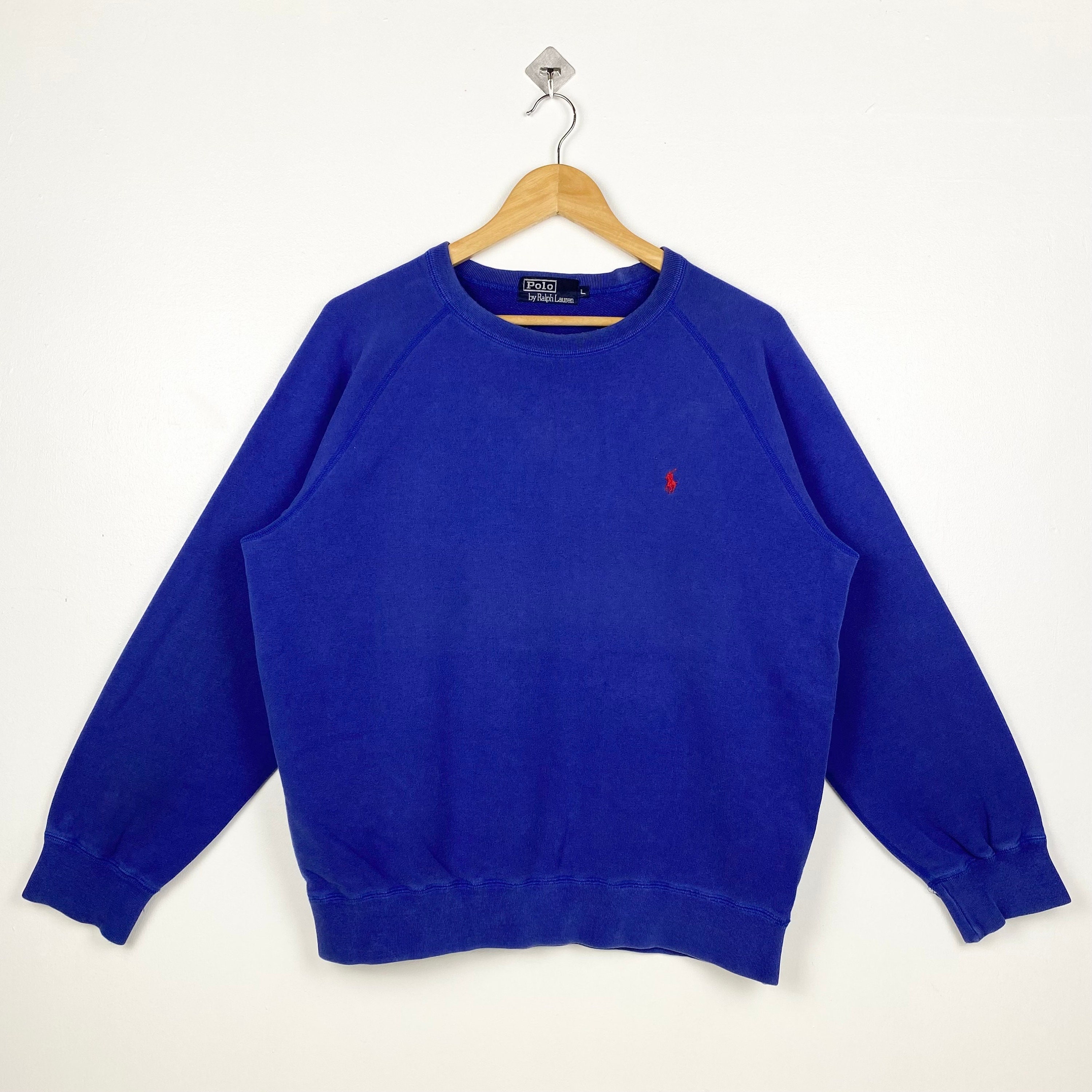 90s Polo Ralph Lauren Crewneck Sweatshirt Embroidery Logo Blue Color Mens L Etsy