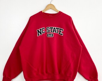Vintage NCAA North Carolina State University ‘Wolfpack’ Crewneck Sweatshirt Patch Logo Red Color Men’s XXL