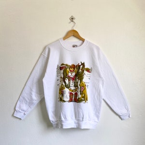 90s Snowman Crewneck Sweatshirt Print Logo White Color Men’s L
