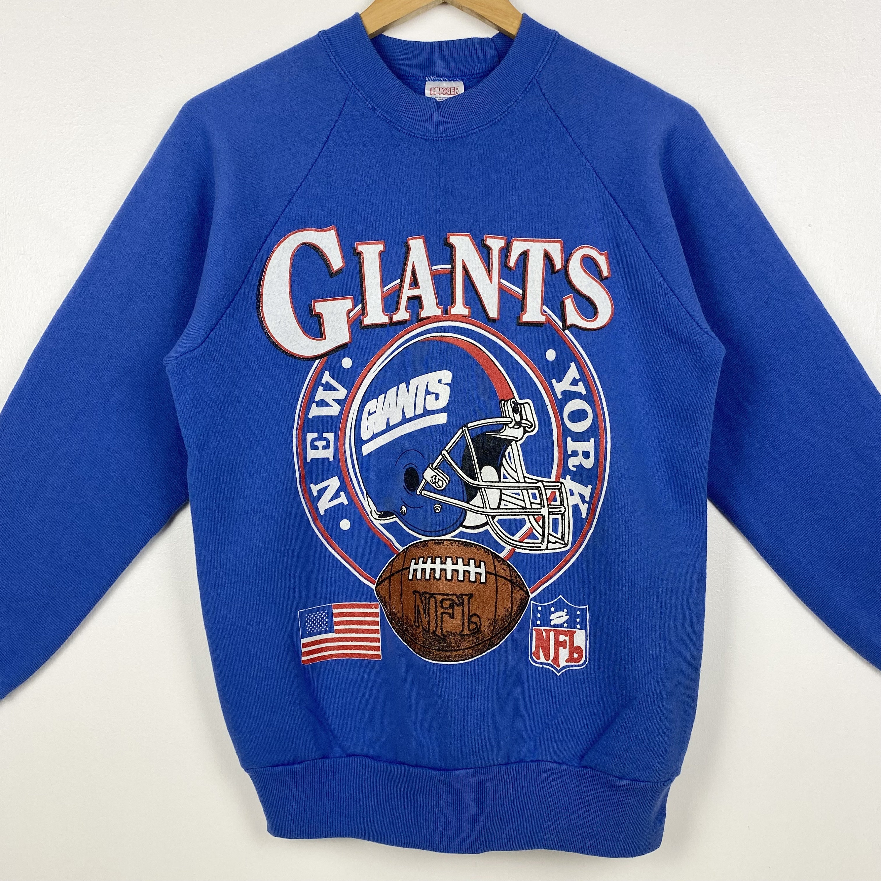 80s NFL New York 'giants' Crewneck Sweatshirt Print Logo Blue