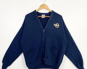 90s Myrtle Beach South Carolina Cardigan Embroidery Logo Blue Color Men’s L