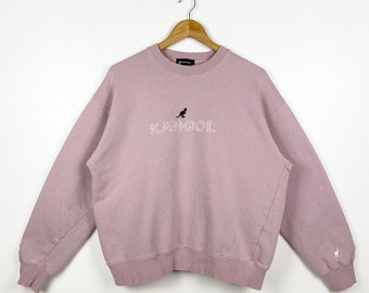 Vintage Kangol-sweater met ronde hals geborduurd logo paarse kleur heren M