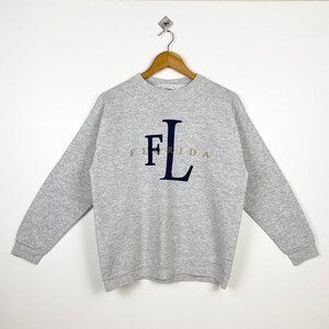90s Florida Crewneck Sweatshirt Print Logo Grey Color Women’s M
