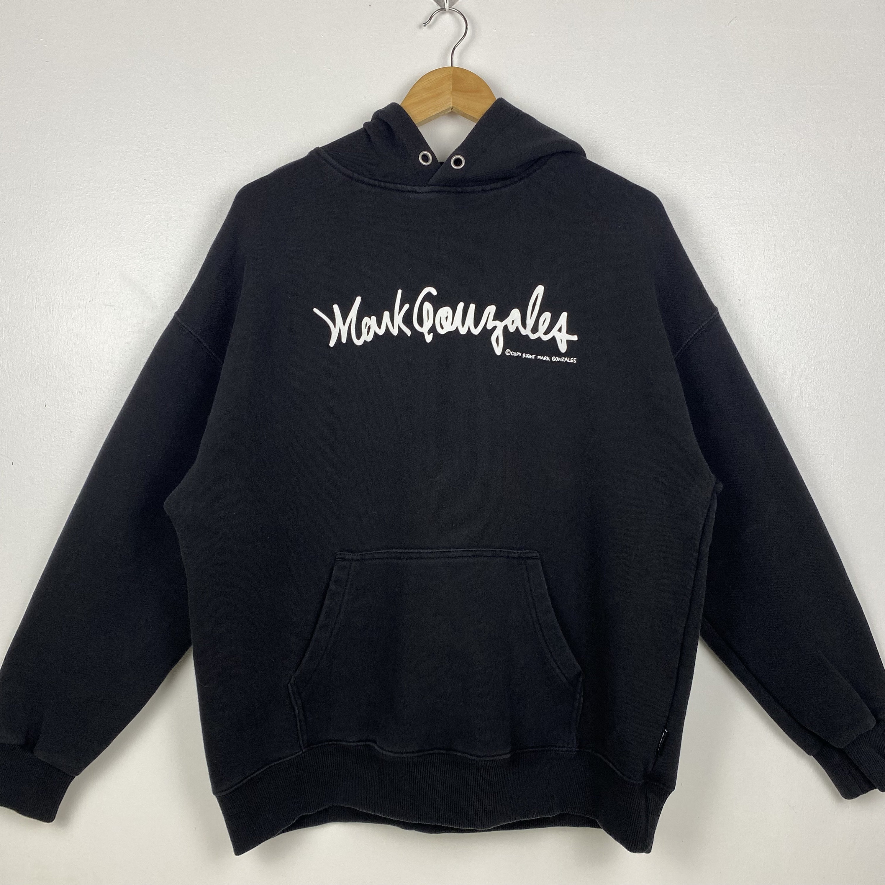 さらに100円引き◆Mark Gonzales◆MG NECO GRAPHIC SWEATSHIRT Vintage Mark Gonzales Hoodie Print Logo Black Color Men's L