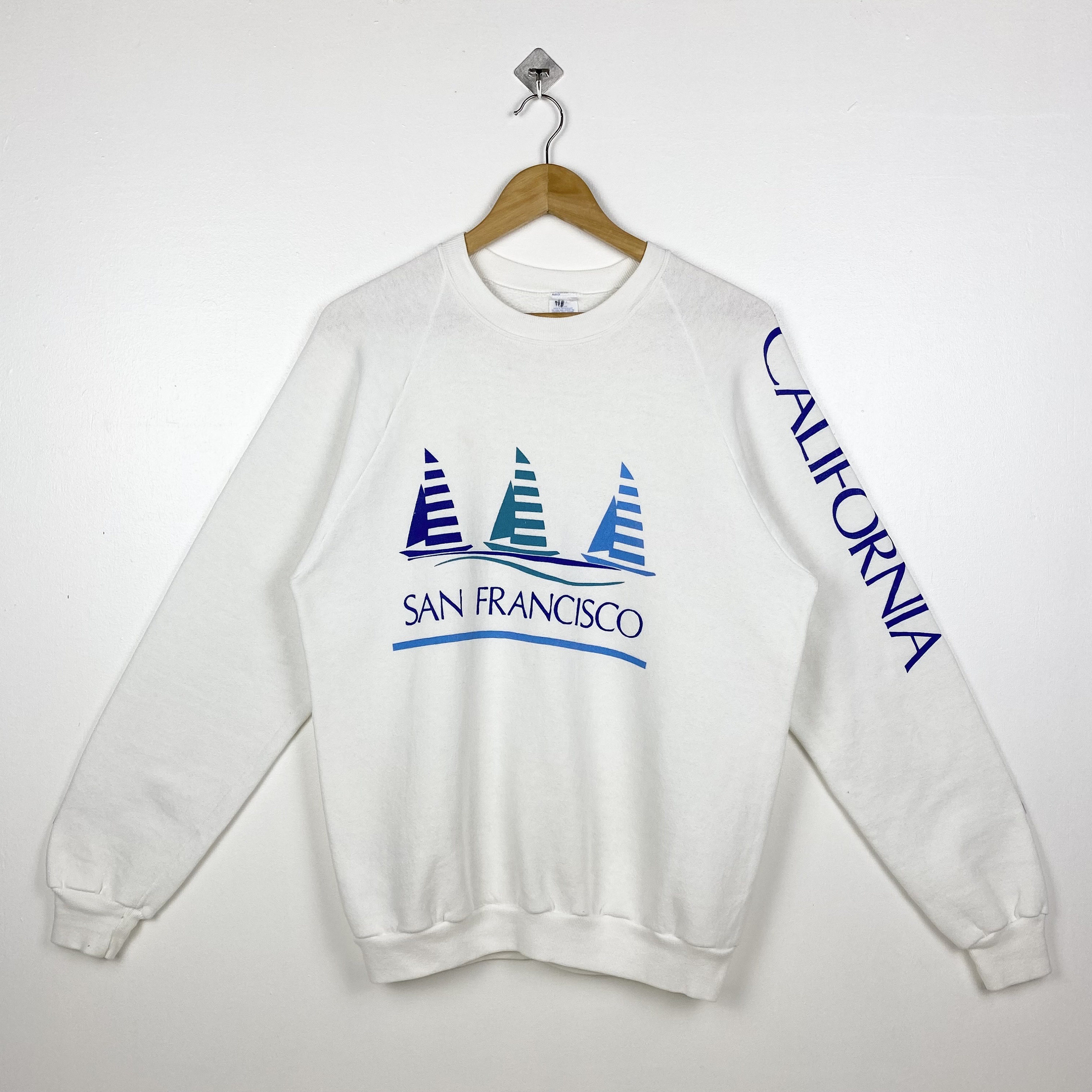 80s San Francisco Crewneck Sweatshirt Print Logo White Color Men