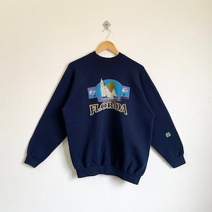 90s Florida Crewneck Sweatshirt Print Logo Blue Color Men’s XL