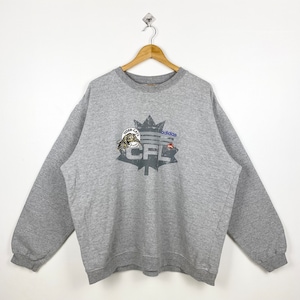 90s Adidas X CFL Hamilton Tiger-Cats Crewneck Sweatshirt Print Logo Grey Color Men’s Fit XL