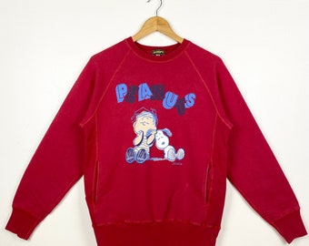 Vintage Peanuts Snoopy Crewneck Sweatshirt Print Logo Red Color Men’s Fit S