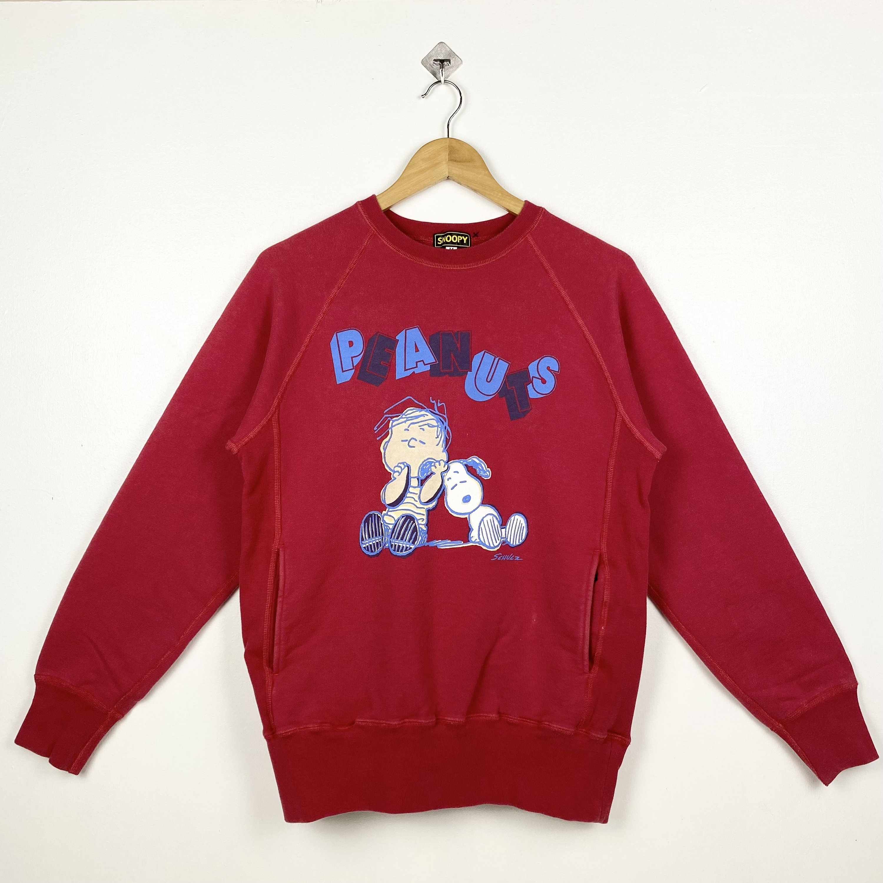 Vintage Peanuts Snoopy Crewneck Sweatshirt Print Logo Red Color