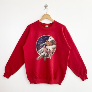 90s Art ‘Cardinal’ Crewneck Sweatshirt Print Logo Red Color Men’s Fit to L