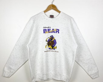 90s NCAA University Of Northern Colorado Bears Crewneck Sweatshirt Print Logo Grey Color Men’s XL