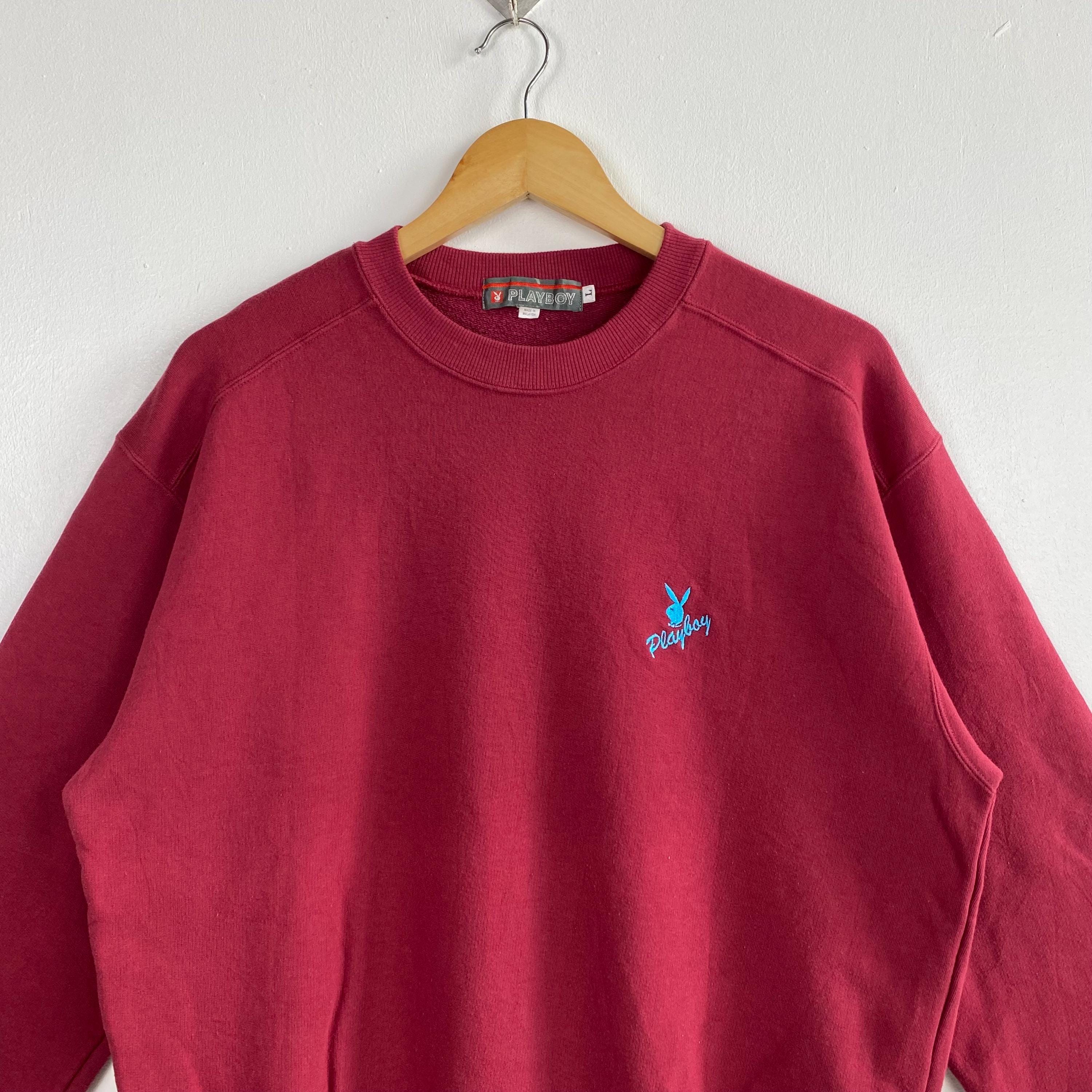 90s PLAYBOY モヘア ニット vintage archive usa製 Vintage 90s Playboy Crewneck Sweatshirt - Embroidery Logo - Red