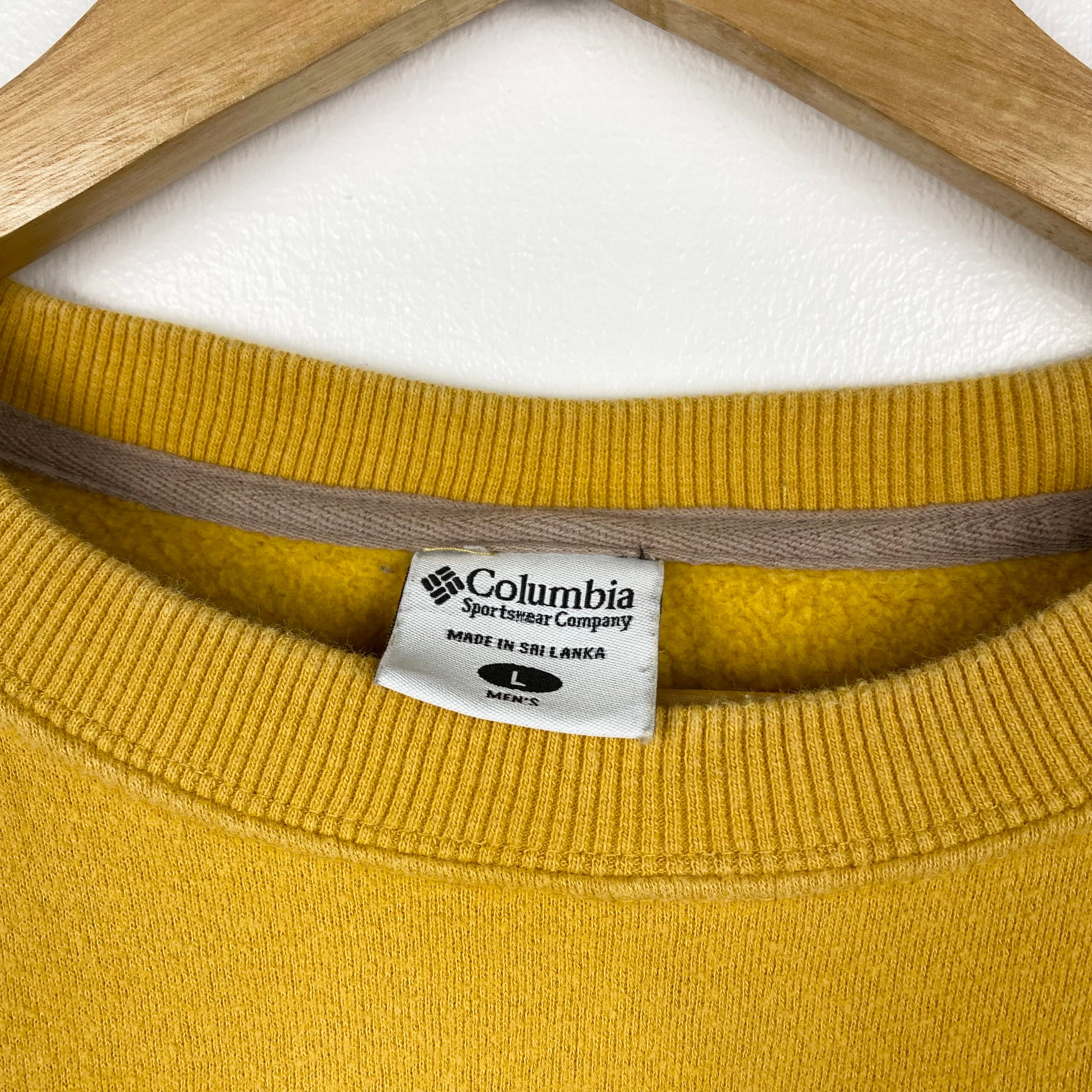 ★★Columbia★★ NY TAIL HTERRY SWEATSHIRTS Vintage Yellow C Vintage Columbia Crewneck Sweatshirt Embroidery Logo Yellow